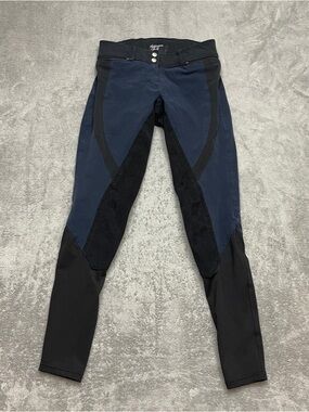 HORZE Riding Pants Womens 24 XS Blue Black Equestrian Full Seat Stretch